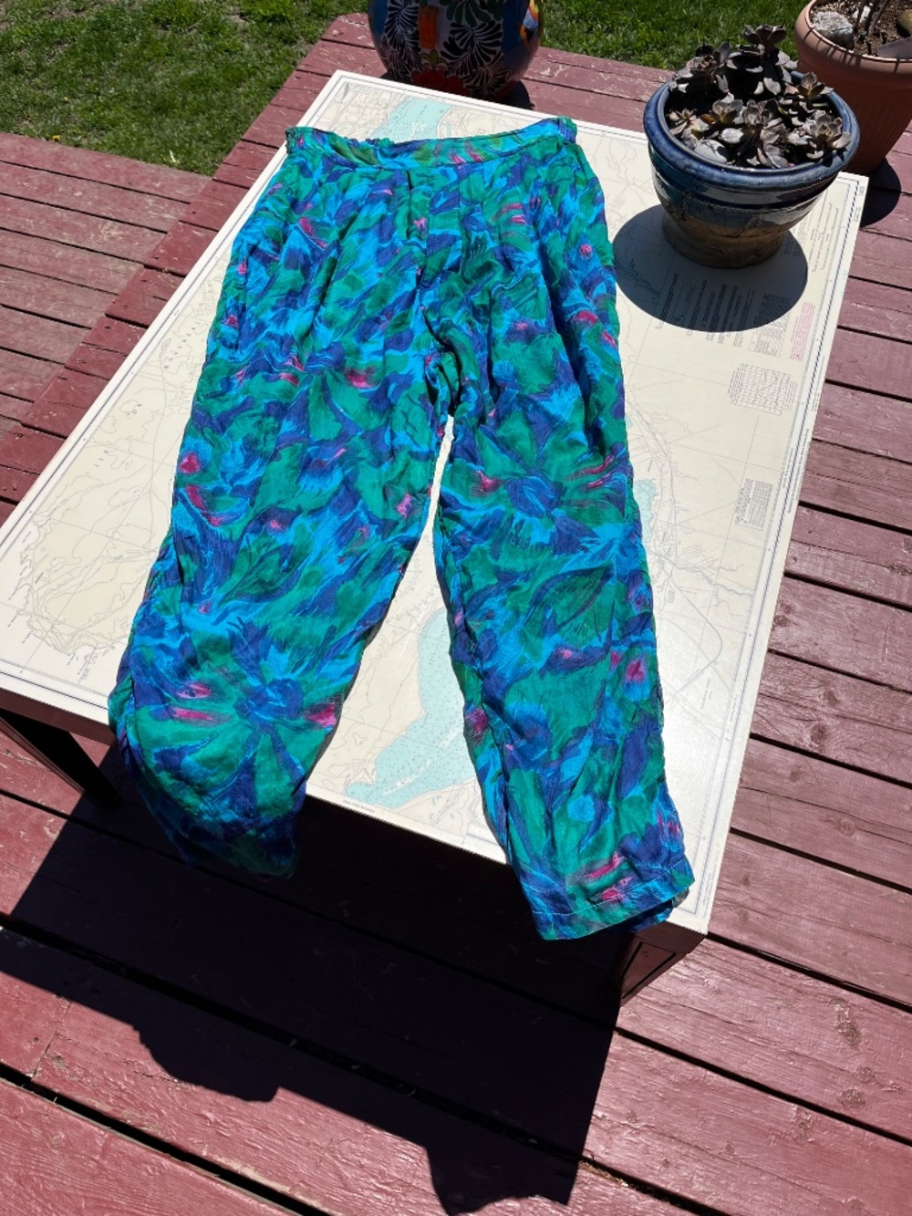 Vintage 90s Arvanti Cotton Brushstroke Pattern Pants - Picture 3 of 7